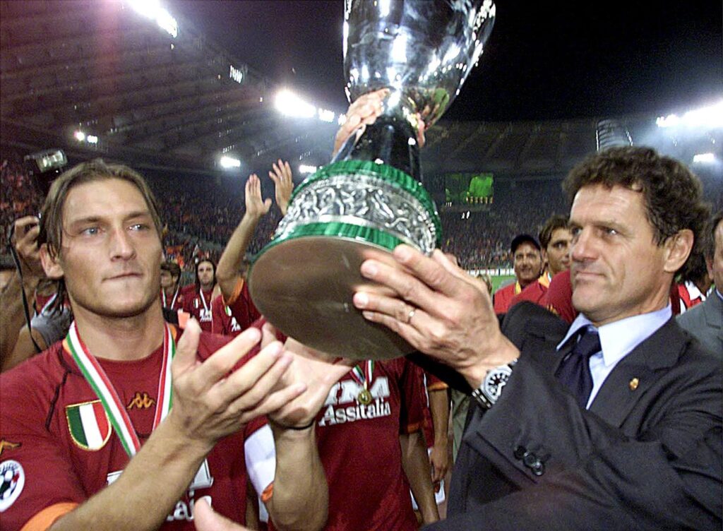 Francesco Totti Fabio Capello AS Roma - Supercoppa italiana 2001